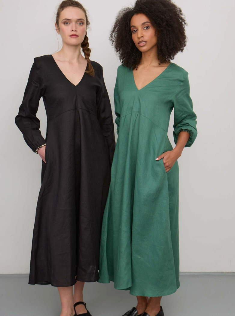 Taitu V Neck Dress Linen