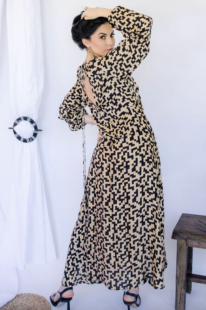 Taitu V Neck Dress Silk
