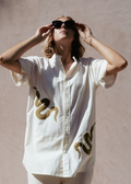 Yakaa Nyoka Unisex Shirt White Oversize